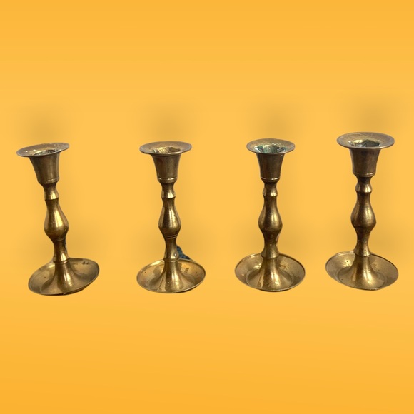 Vtg Brass Tapered Candle Holders